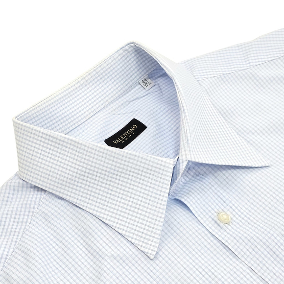 Quiet Luxury Valentino Roma Dress Shirt Men’s XL Blue Micro Check Woven - Picture 4 of 16
